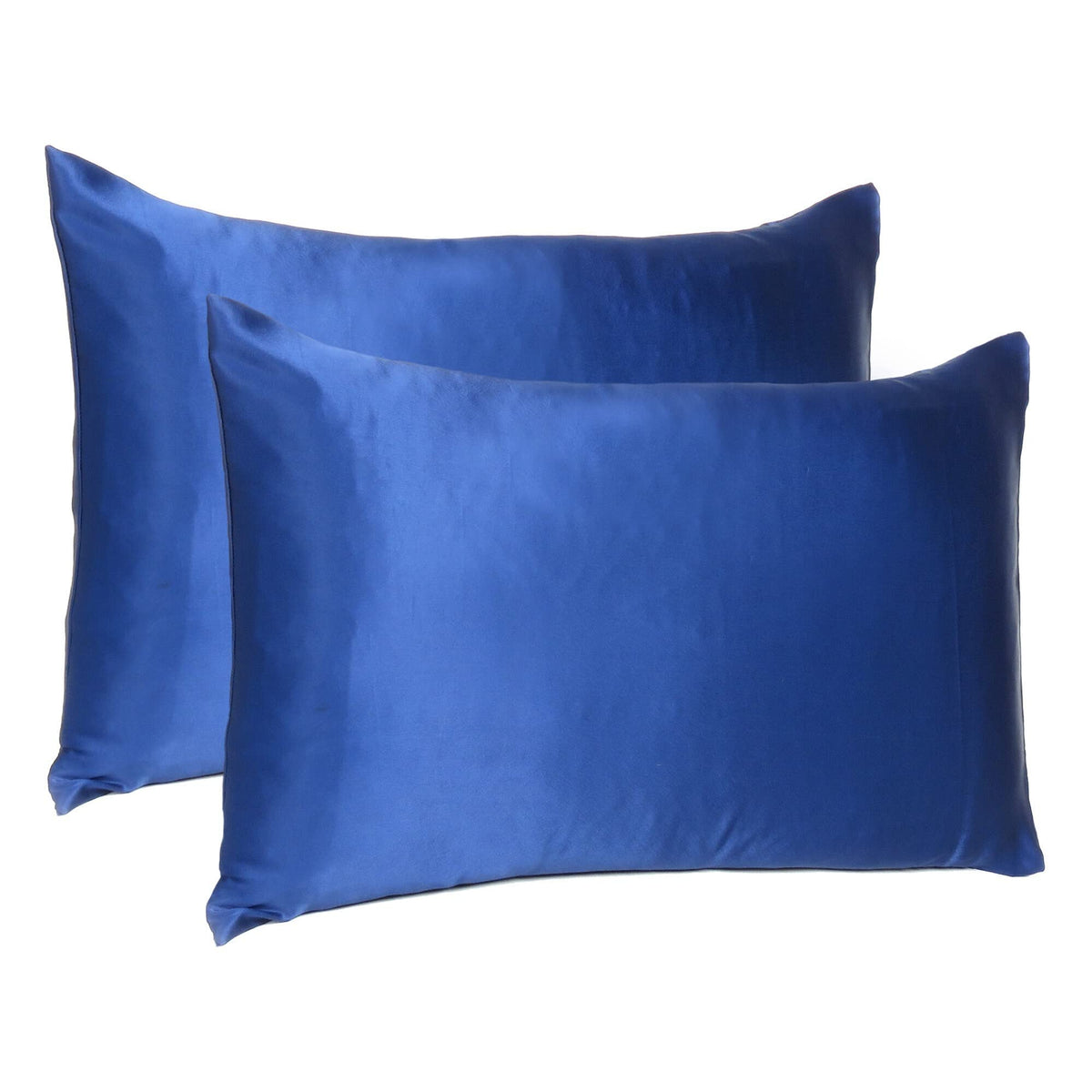 HomeRoots Navy Blue Dreamy Set of 2 Silky Satin King Pillowcases