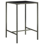 Vidaxl Patio Bar Table, Outdoor Pub Table With Glass Top, Bistro Table, Counter Height Table For Balcony Porch Garden Deck Backy