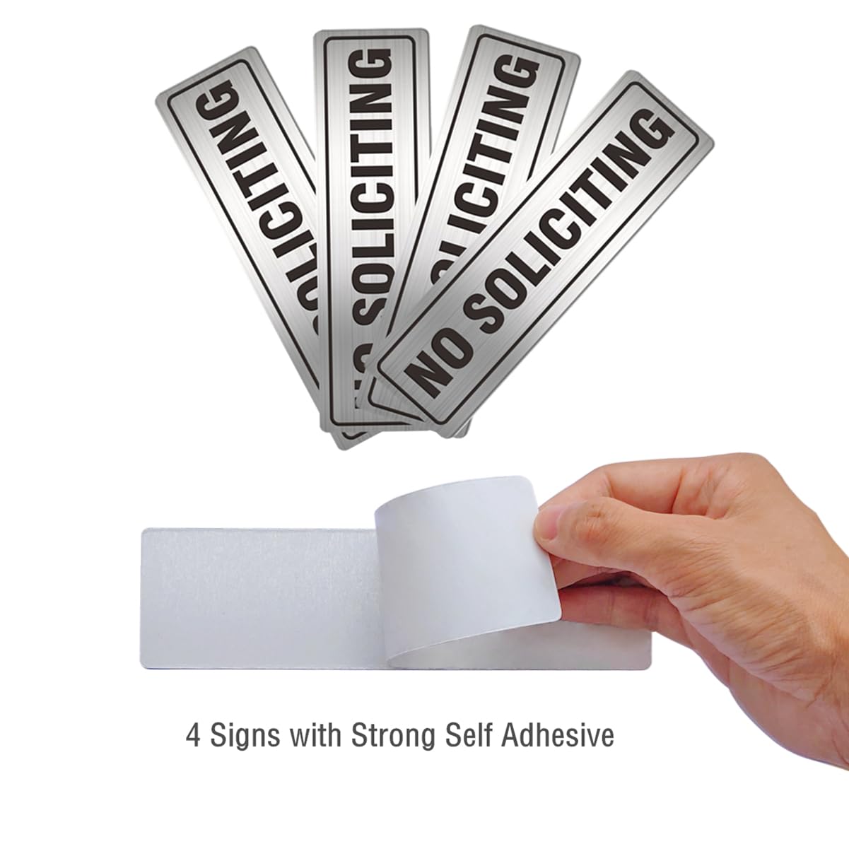 No Soliciting Sign For House Door 7.0' X 2.0' Signs For Business Home Office Wall With Strong Self Adhesive Aluminum Metal Sig