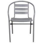 Flash Furniture Lila 4 Pack Silver Metal Restaurant Stack Chair With Aluminum Slats