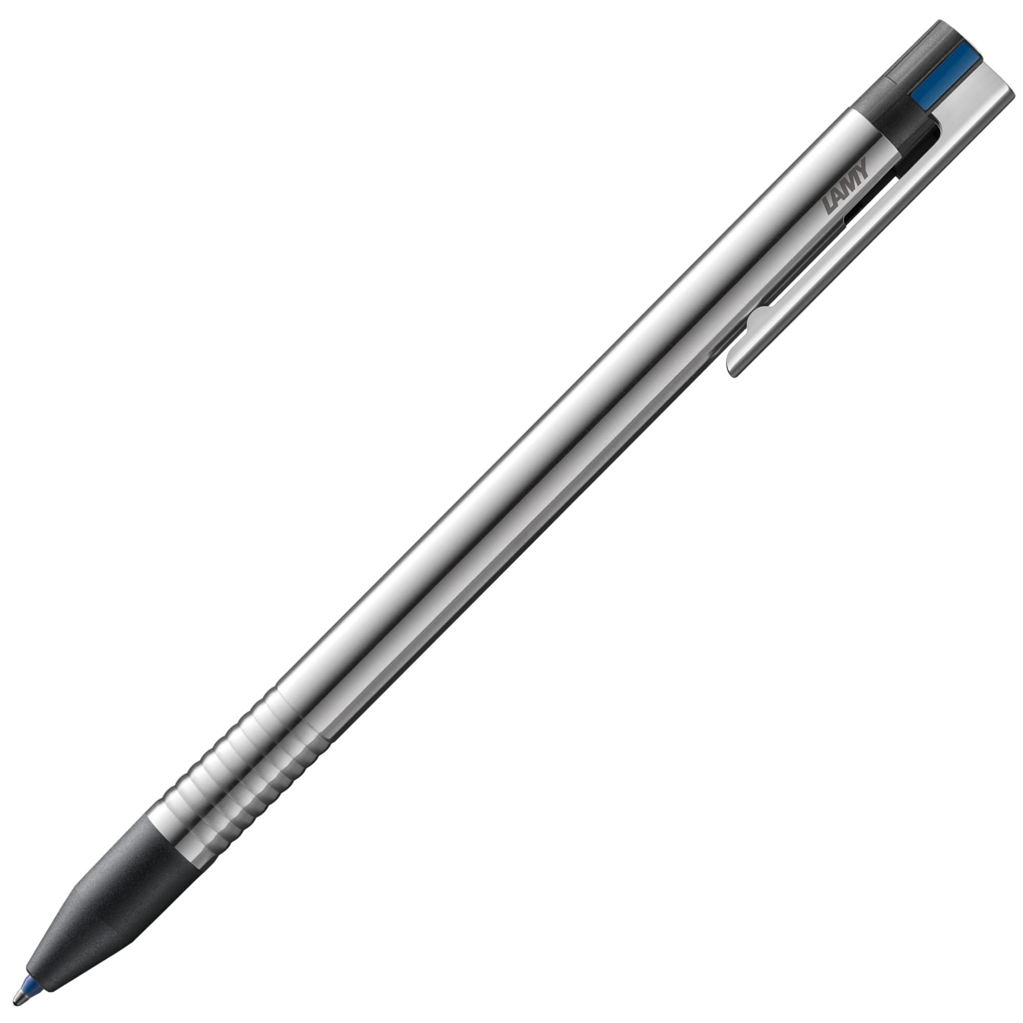Lamy Logo 3-Colours - Multicoloured Ballpoint Pen (Black, Blue, Red) With A Sight Dial Mechanism In An Elegant Stainless Steel C