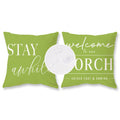 Tajwe Green Outdoor Pillow Covers Waterproof 20X20 Set Of 2 Welcome To Our Porch Stay Awhile Cushion Cases For Patio Furniture S
