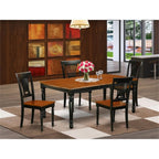 East West Furniture DOPL5-BCH-W 5 Piece Modern Dining Table Set Includes a Rectangle Wooden Table with Butterfly Leaf and 4 Dining Room Chairs, 42x78 Inch, Black & Cherry