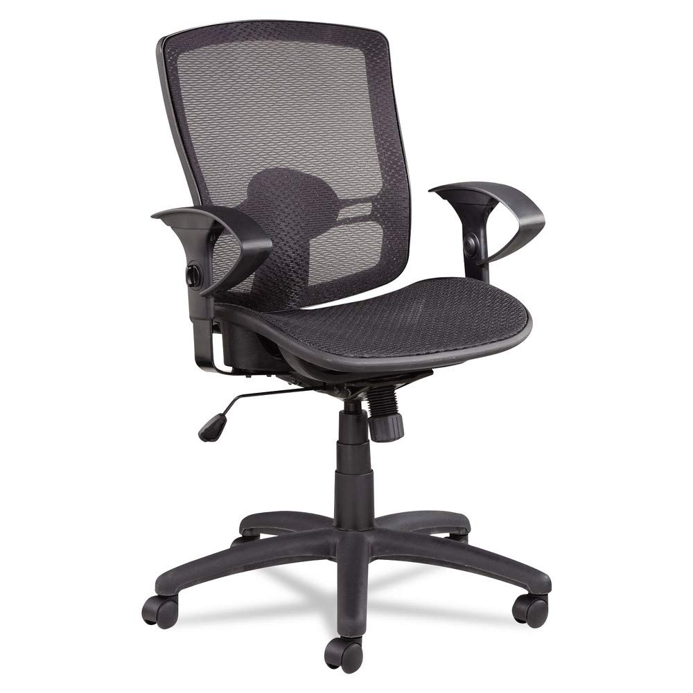 Alera ALEET4218 Etros Series 15.74 in. to 19.68 in. Seat Height Suspension Mesh Mid-Back Synchro Tilt Chair - Black