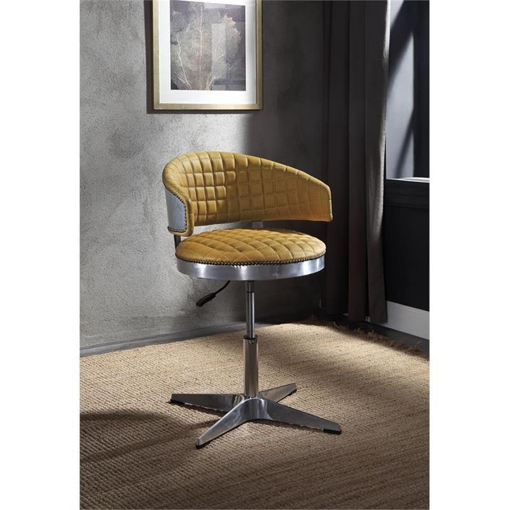Acme Brancaster Adjustable Chair in Turmeric Top Grain Leather and Chrome