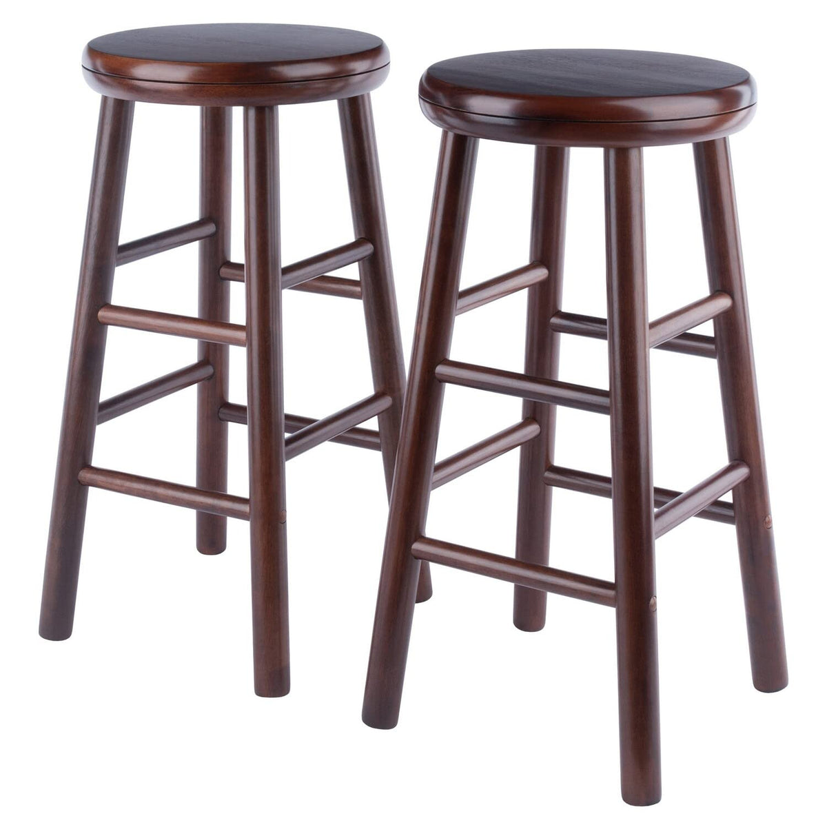 Winsome Shelby 2-Piece Swivel Counter Stools, 25 in, Walnut, Solid Wood