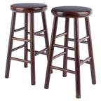 Winsome Shelby 2-Piece Swivel Counter Stools, 25 in, Walnut, Solid Wood
