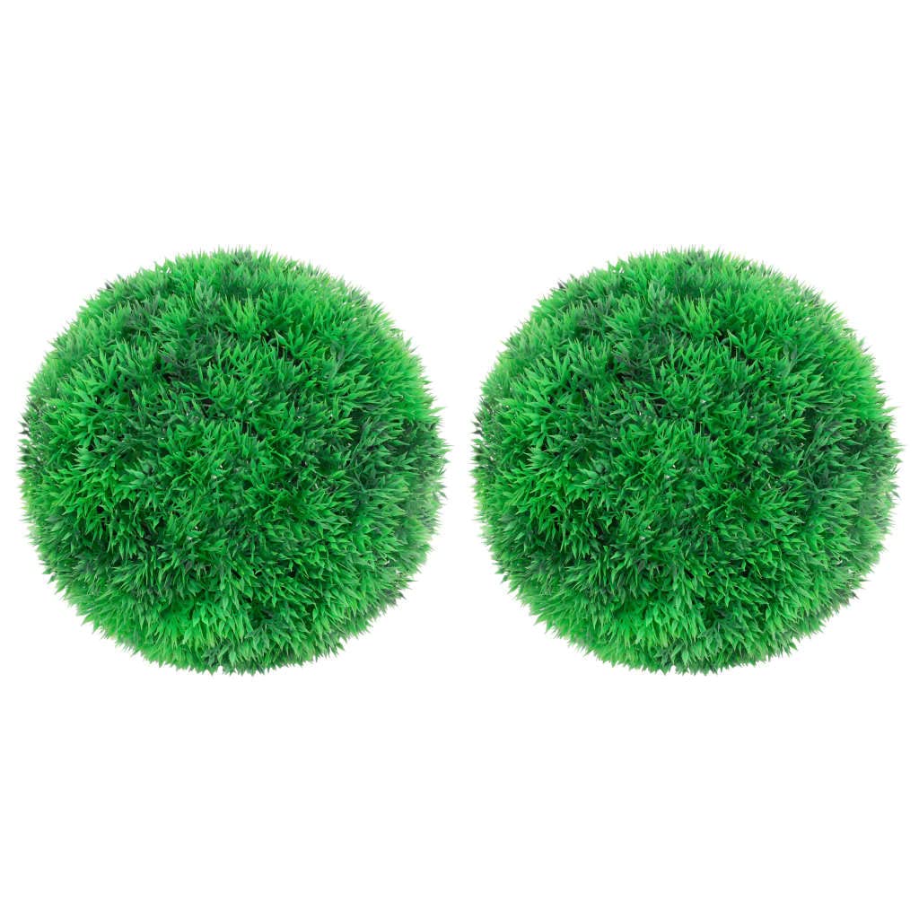 vidaXL Artificial Boxwood Balls 8.7&quot; Pair – Versatile Indoor/Outdoor Decoration – Authentic Appearance – Weather-Resistant Polyethylene Material – Perfect for Home and Garden Landscape
