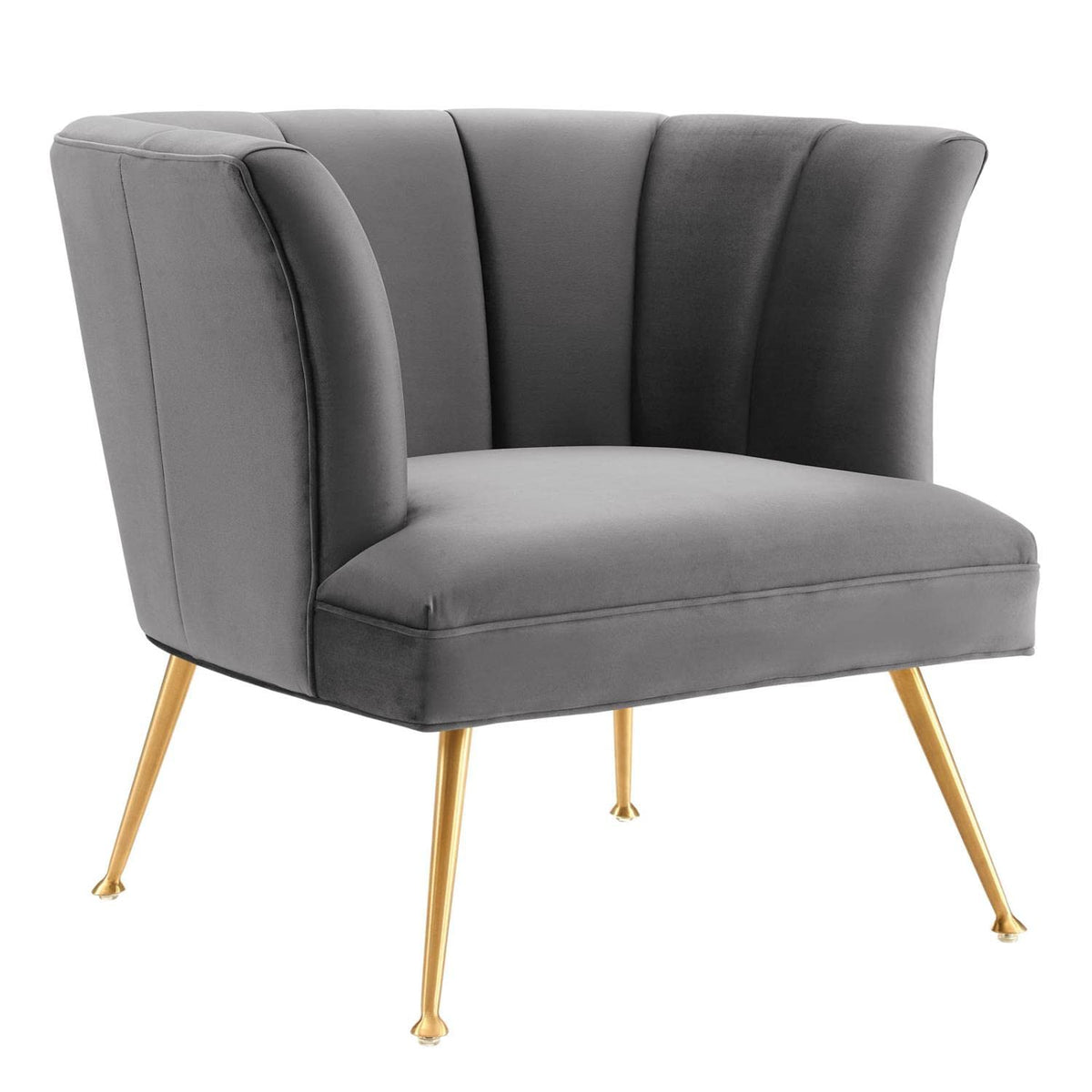 Modway Veronica Modern Channel Tufted Performance Velvet Armchair In Gray