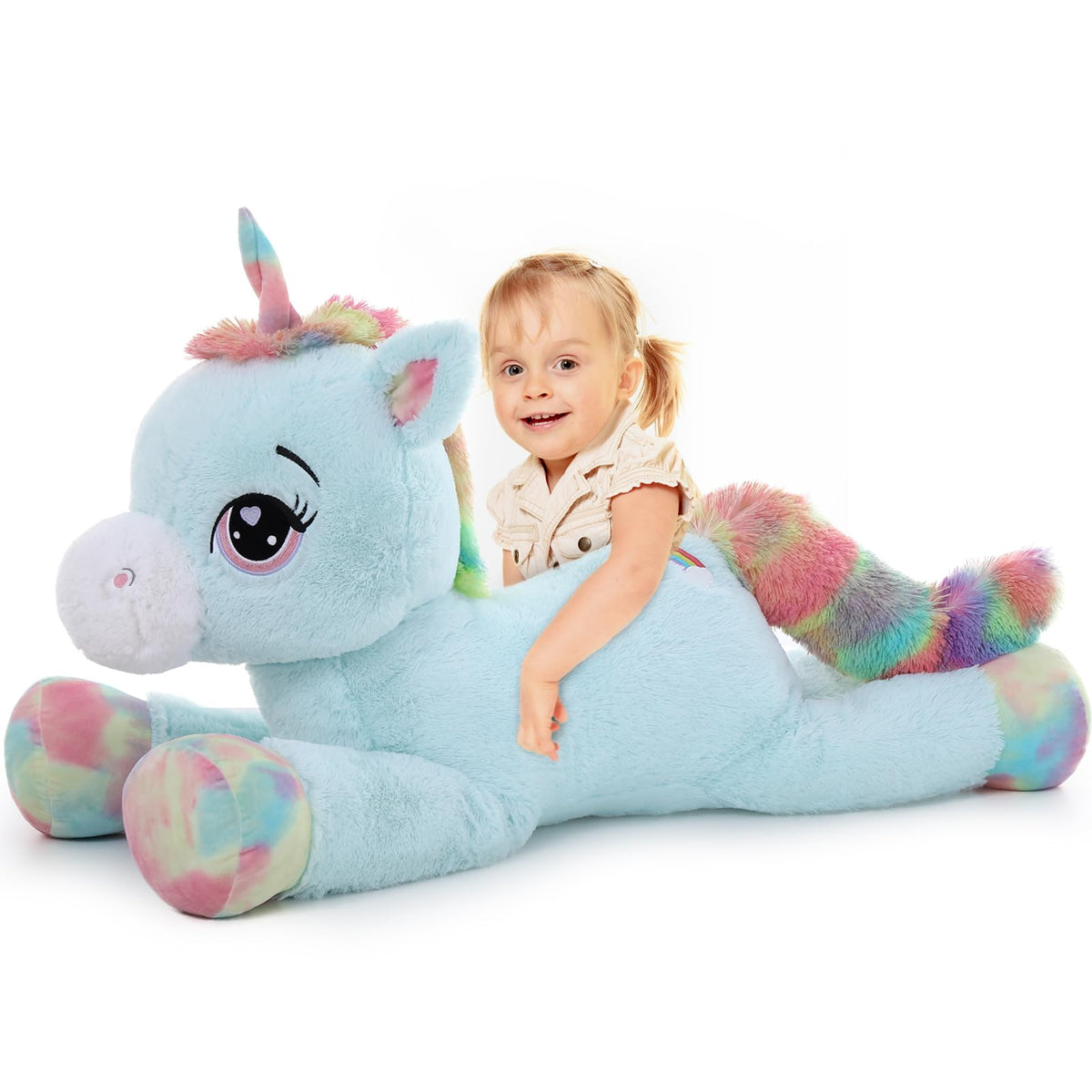 Maogolan 43 ' Big Unicorn Stuffed Animal, Giant Animal Plush Pillow Full Of 5.4 Pounds Of Cotton Large Unicorn Body Hugging Pil
