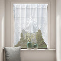 HASTHIP White Lace Window Curtain 100x100cm, Sheer Embroidered Floral Lace Caf Curtain with Center Drawstring Ruched Style, Priv
