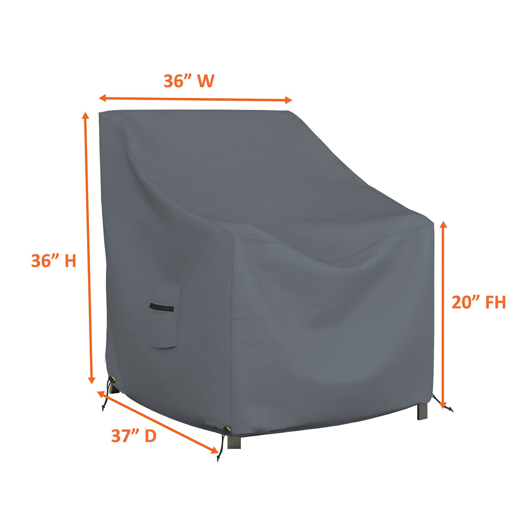 Covers & All Outdoor Chair Cover, 12 Oz Waterproof Uv & Weather Resistant Patio Furniture Sofa Cover For Outdoor Outside Seating Lawn Garden, With Air Vents & Drawstrings (36'L X 37'W X 36'H, Gray)