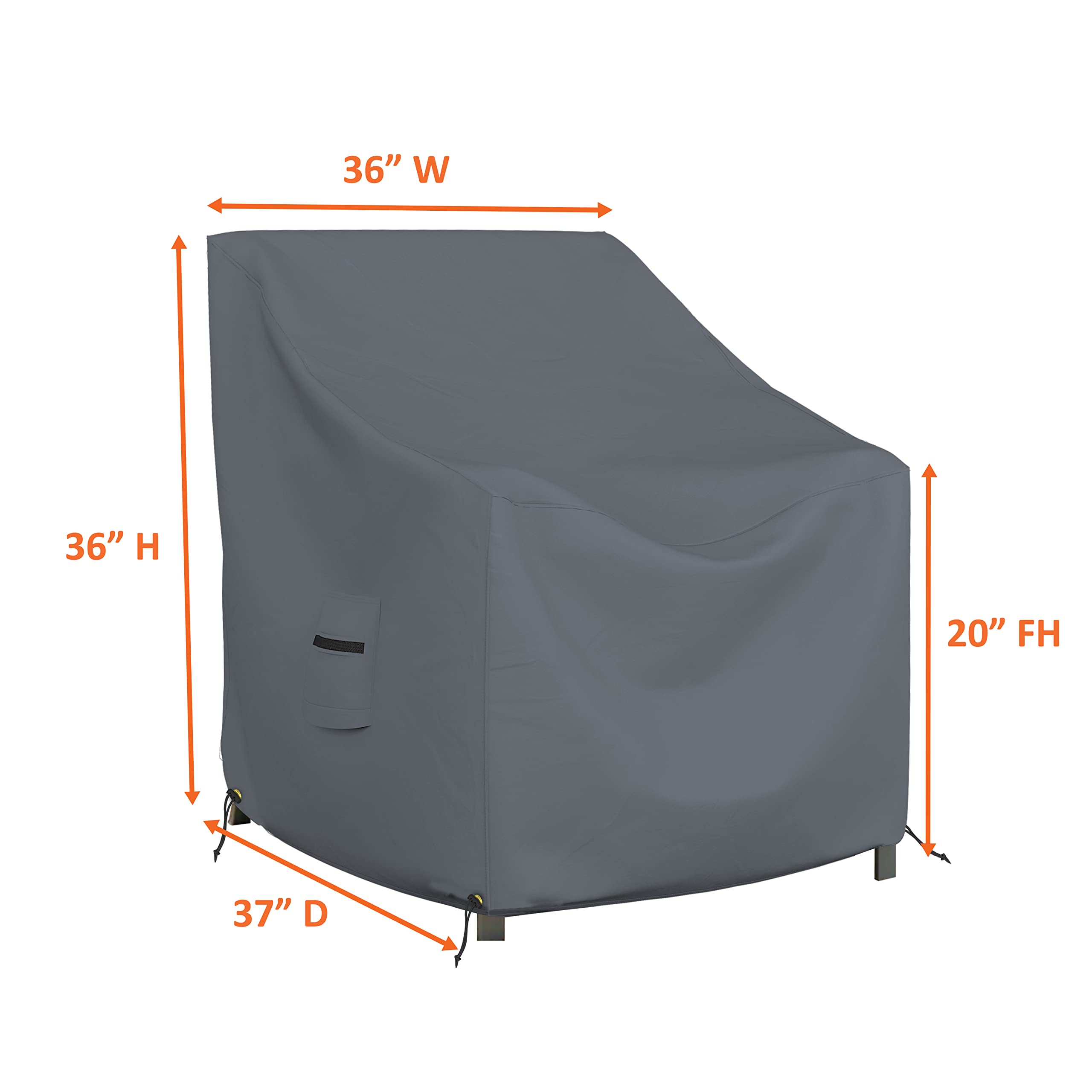 Covers & All Outdoor Chair Cover, 12 Oz Waterproof Uv & Weather Resistant Patio Furniture Sofa Cover For Outdoor Outside Seating Lawn Garden, With Air Vents & Drawstrings (36'L X 37'W X 36'H, Gray)