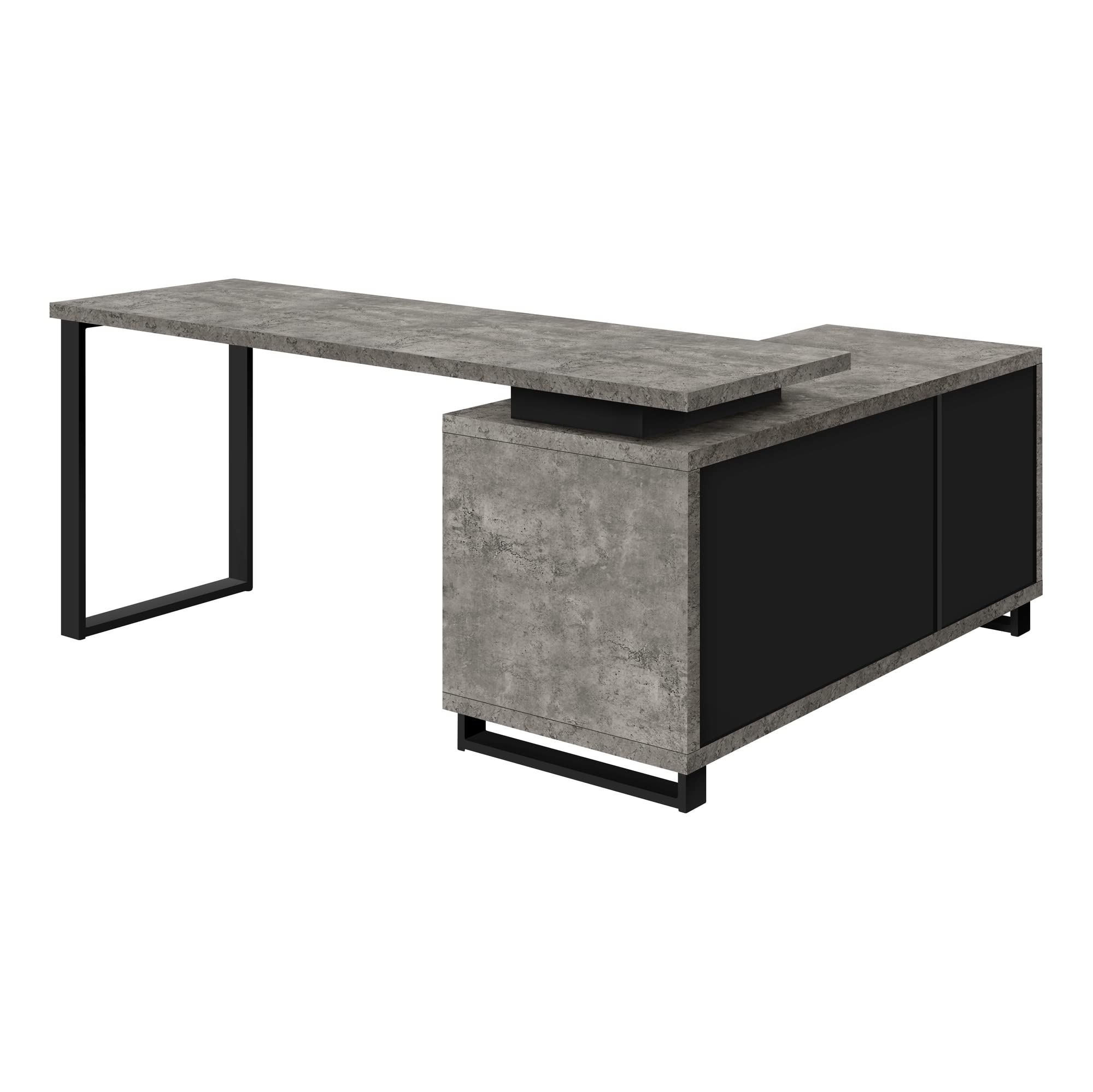 Monarch Specialties I 7714 Computer Desk, Home Office, Corner, Storage Drawers, 72' L, L Shape, Work, Laptop, Metal, Laminate, Grey, Black, Contemporary, Modern