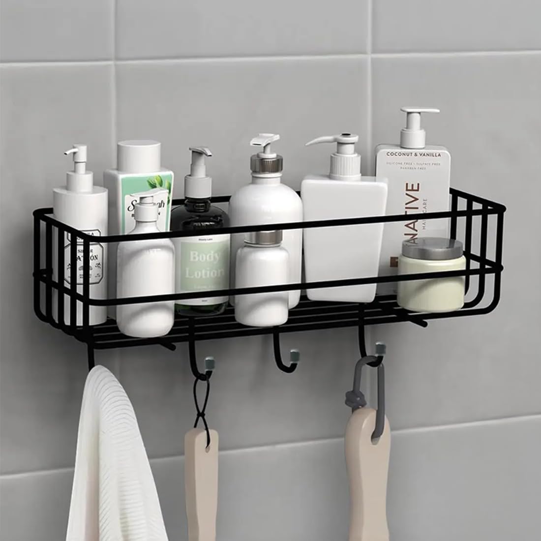 HOUZA WallMounted Bathroom Rack  Self Adhesive Organizer,    & SpaceSaving with Lightweight, Effortless Setup (Pack of 1)