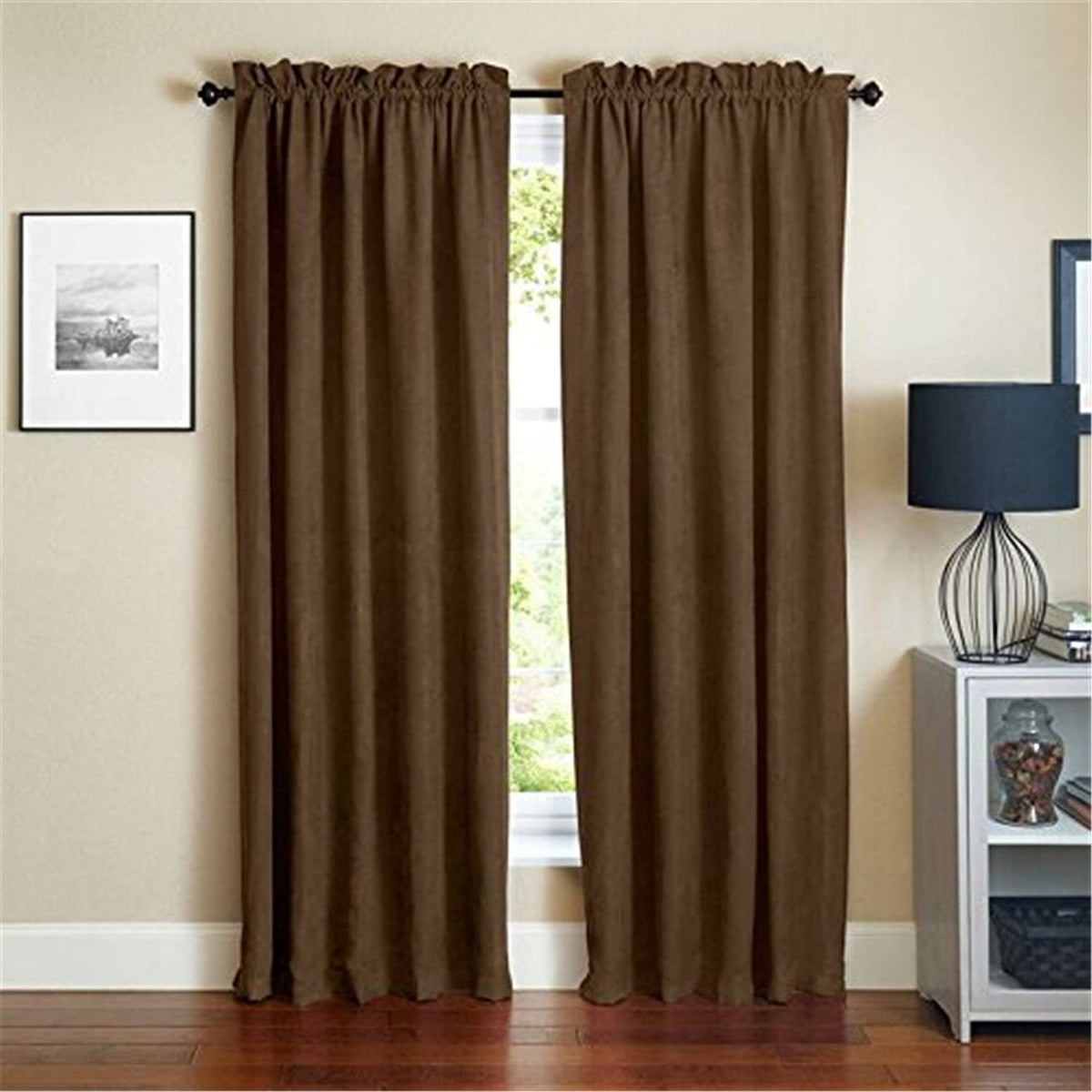 Blazing Needles Reversible Rod Pocket Room-Darkening Microsuede Curtain Panels, 108&quot; by 52&quot;, Chocolate 2 Count