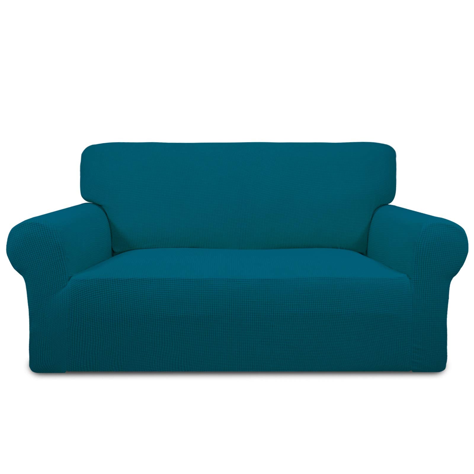 Purefit Stretch Loveseat Sofa Slipcover – Spandex Jacquard Non Slip Soft Couch Sofa Cover, Washable Furniture Protector With Non Skid Foam And Elastic Bottom For Kids (Loveseat, Peacock Blue)