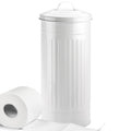 Autumn Alley White Toilet Paper Holder Canister with Lid - Vertical Rustproof Free-Standing Farmhouse Metal Toilet Tissue Caddy 