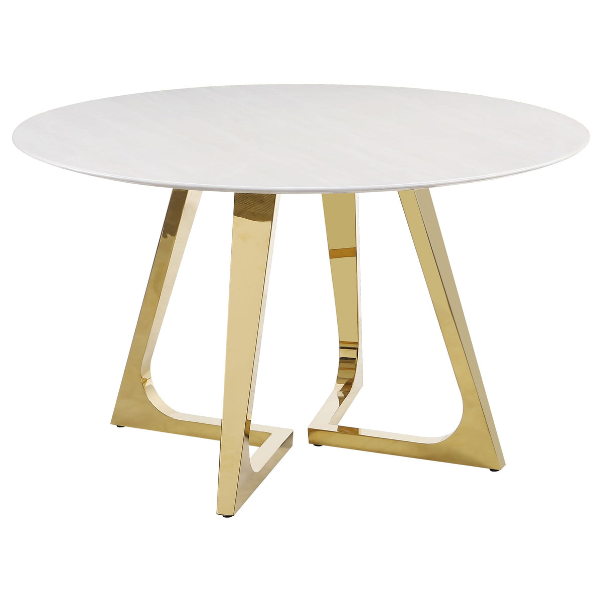 Coaster Home Furnishings Gwynn Round Dining Table with Marble Top and Stainless Steel Base White and Gold