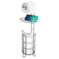 Chrome Toilet Paper Holder Stand Tissue Holder for Bathroom with Shelf Storage Holds 4 Mega Rolls Phone and Wipes