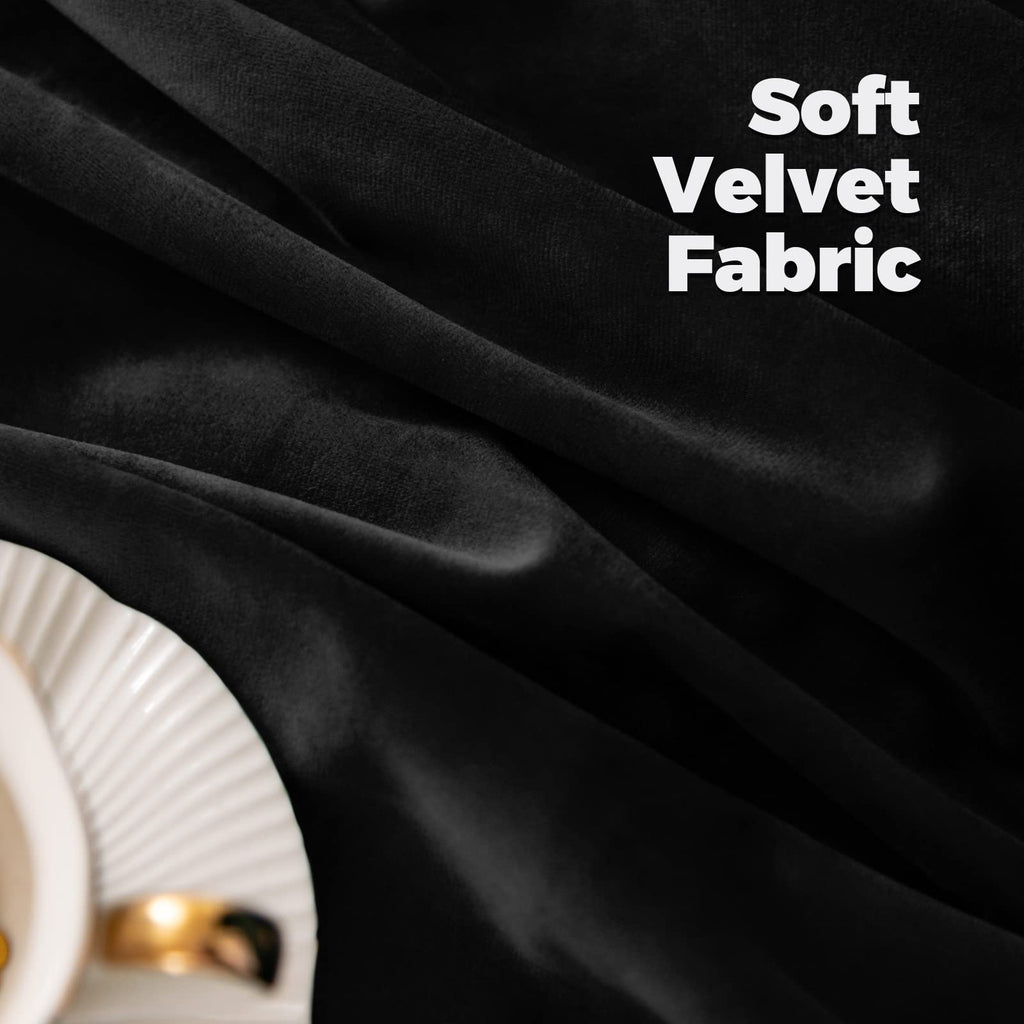 Bgment Halloween Black Velvet Blackout Curtains For Living Room, 84 Inches Long Thermal Insulated Curtains Noise Reduce Back Tab