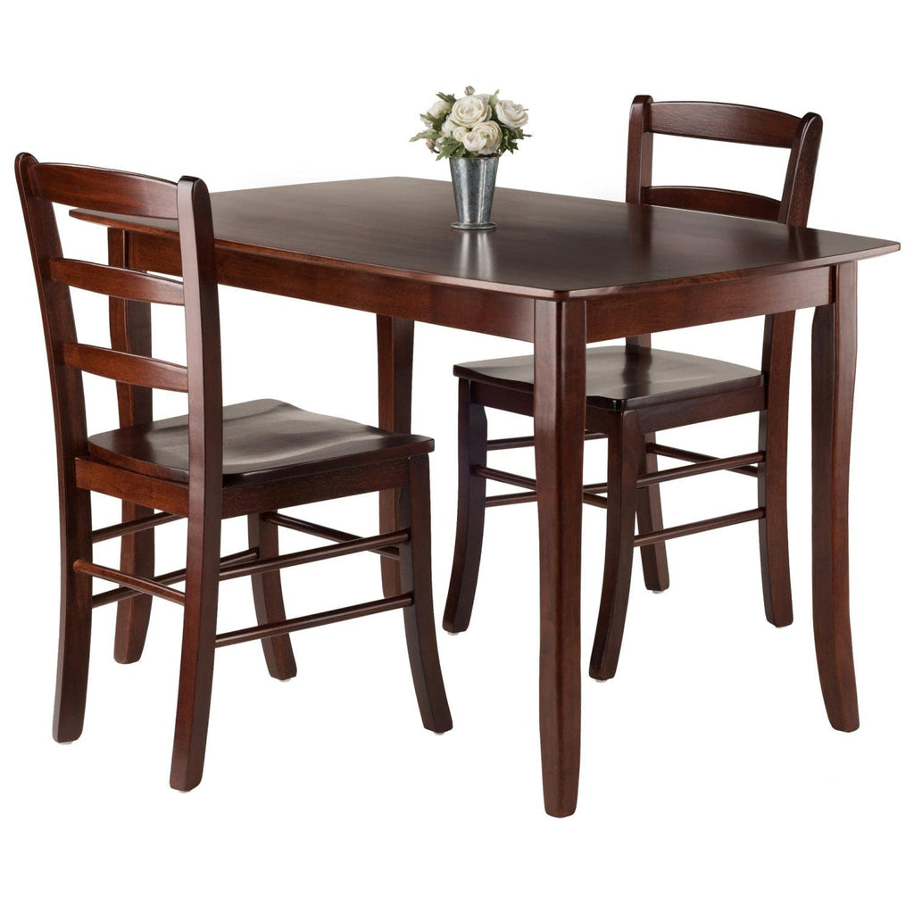 Winsome Inglewood 3-PC Set Table w/ 2 Ladderback Chairs Dining, Walnut