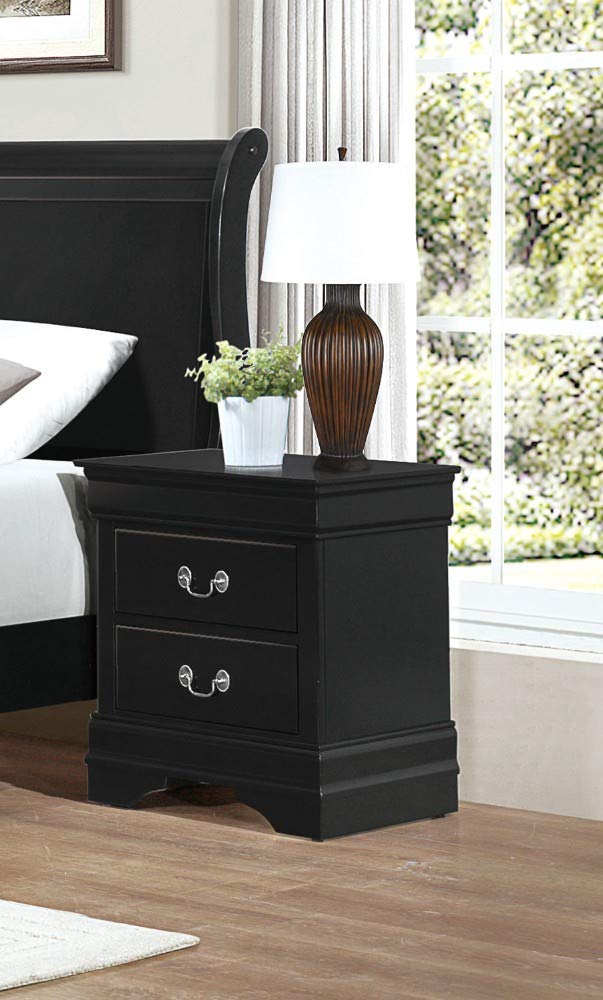 Benjara Benzara Bold And Beautiful Storage Nightstand, Black,