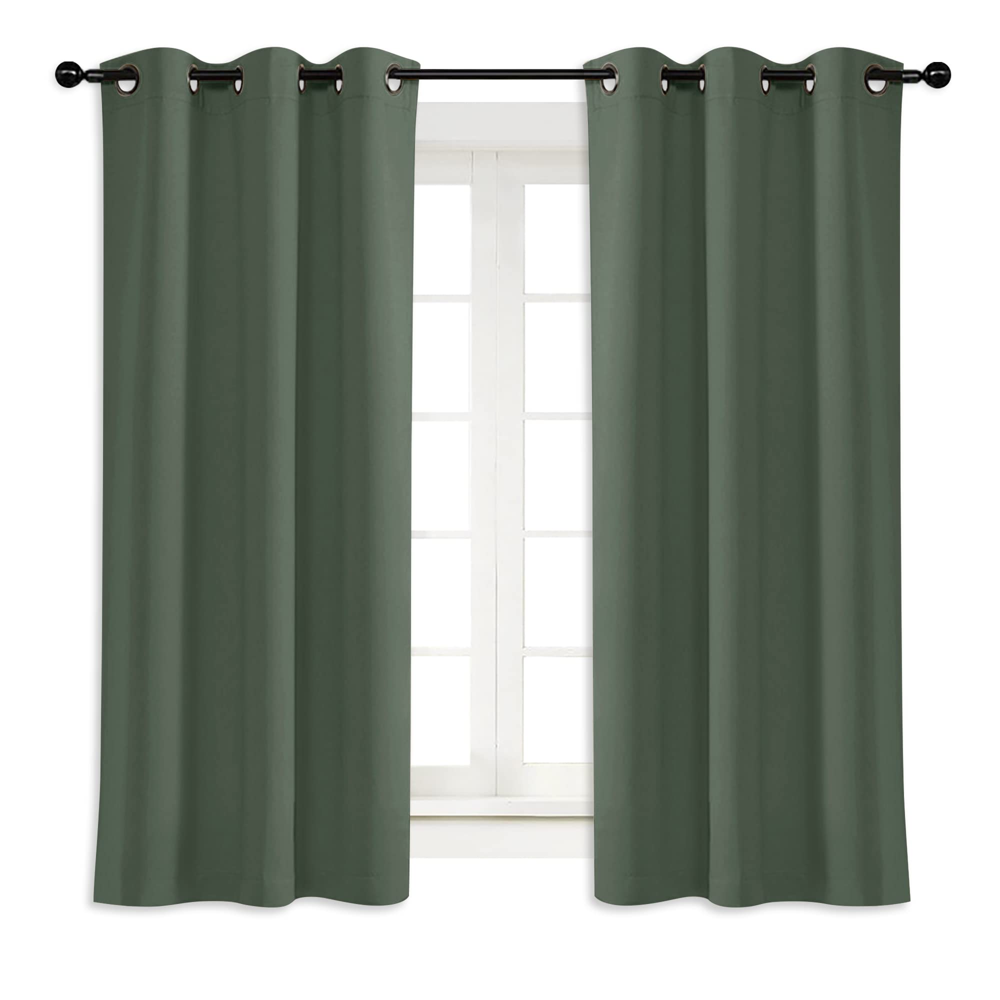 NICETOWN Dark Mallard Blackout Kitchen Drape for Nursery Home Fashion Thermal Insulated Blackout Room Darkening Curtain/Drapery 
