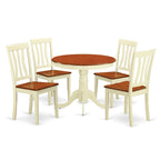 East West Furniture ANTI5-WHI-W 5 Piece Modern Dining Table Set Includes a Round Kitchen Table with Pedestal and 4 Dining Chairs, 36x36 Inch, Buttermilk & Cherry