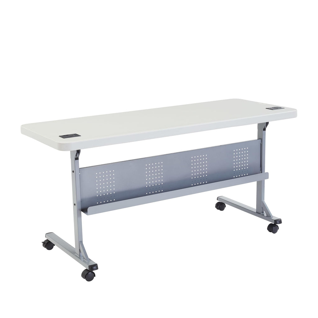 National Public Seating NPS BPFT Series 24x60 Plastic Flip-N-Store Training Table in Speckled Gray