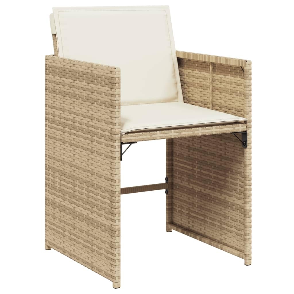 vidaXL Garden Chairs with Cushions 4 Pieces Beige Polyrattan