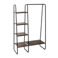 HoneyCanDo Freestanding Metal Clothing Rack with Wood Shelves, Black/Natural, GAR09567
