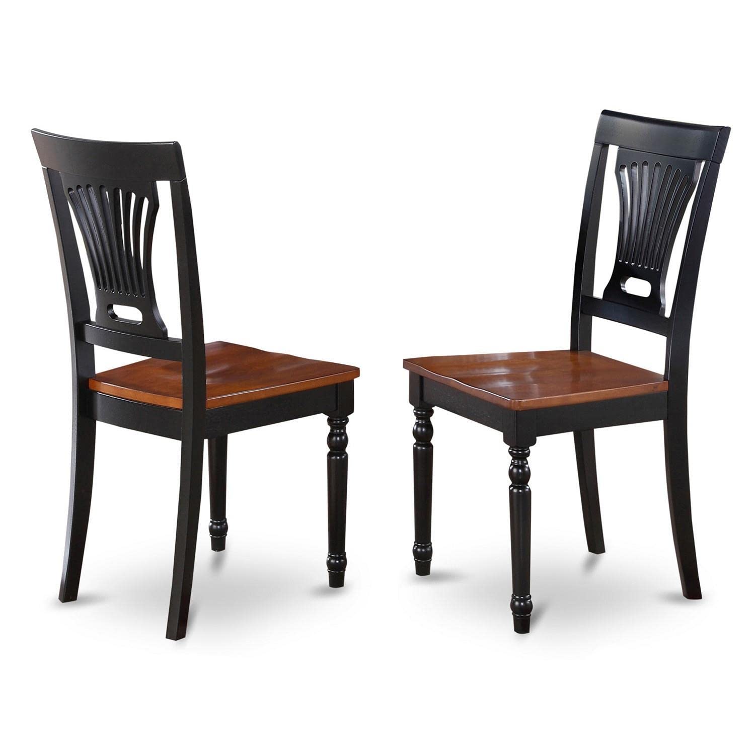 East West Furniture - MZPV5-BCH-W- 5 -Piece Kitchen Table Set- A Wooden Table and 4 Kitchen Chairs - Wooden Seat and Slatted Back - Black & Cherry Finish