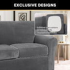 4 Pieces Sofa Covers Stretch Velvet Couch Covers For 3 Cushion Sofa Slipcovers Soft Sofa Slip Covers Furniture Covers With 3 Individual Seat Cushion Covers, Machine Washable (X-Large, Grey)