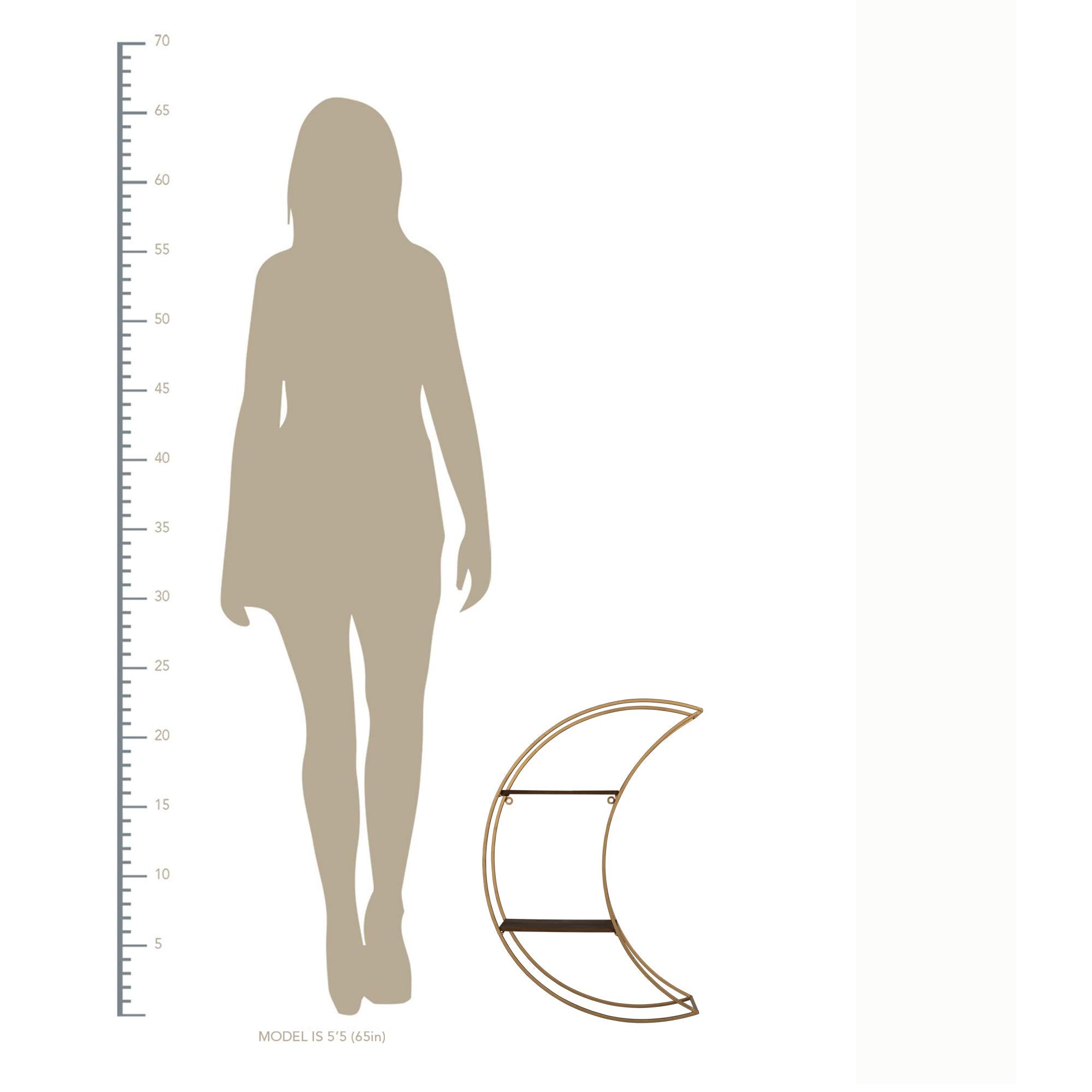 HomeRoots 60% Metal40% Wood Gold Half Moon Floating Shelf