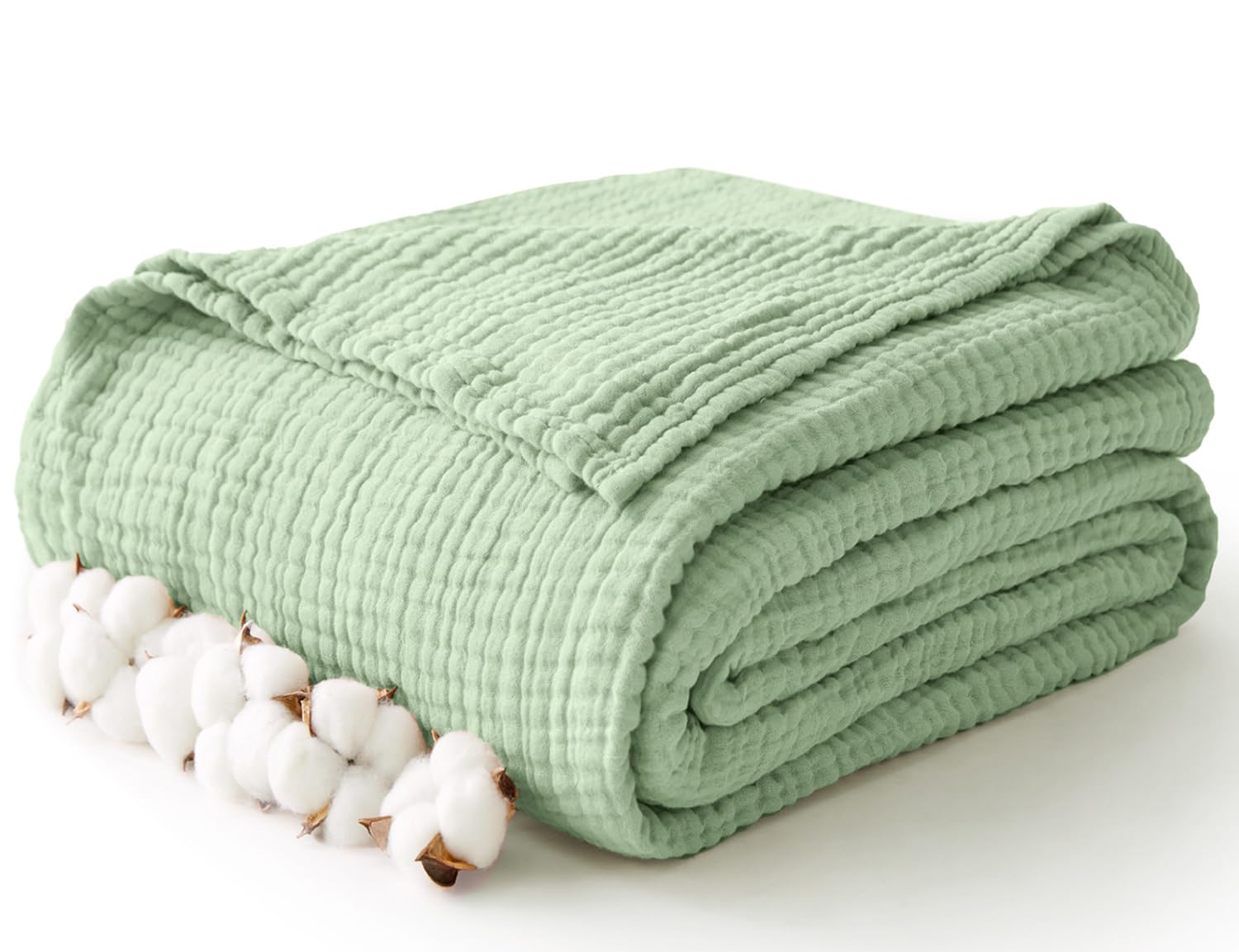 100% Cotton Muslin Blanket Large 50  x 70 , 6 Layers Breathable and Lightweight Cotton Throw Blanket for Bed and Couch, Soft Qui