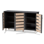 Baxton Studio Gisela 3-Door Shoe Storage Cabinet, Oak and Dark Gray (152-9173-HiT)