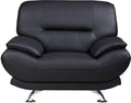 Benjara Leather Upholstered Wooden Chair with Bustle Cushion Back and Pillow Top Armrest, Black,