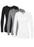 Sivvan Scrubs For Women - Long Sleeve Comfort Underscrub Tee 3-Pack - S85003 - Blackdark Marl Greywhite - M