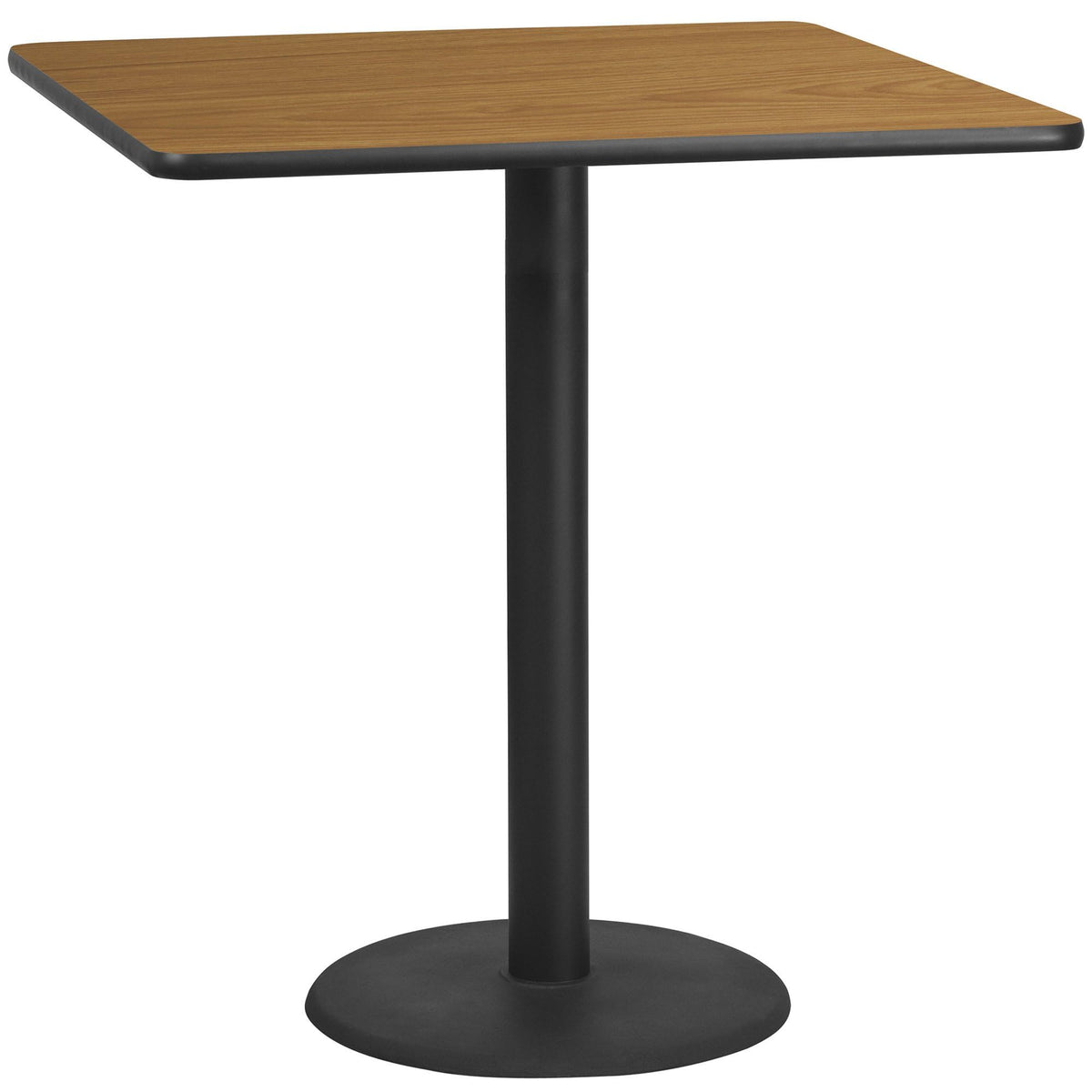 Flash Furniture 42'' Square Natural Laminate Table Top with 24'' Round Bar Height Table Base