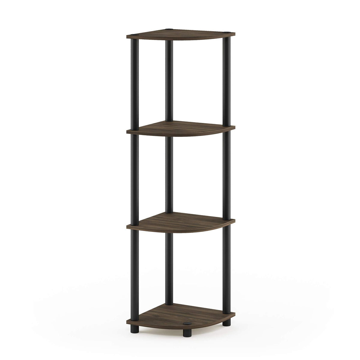 Furinno Turn-N-Tube 4-Tier Corner Display Rack Multipurpose Shelving Unit, Columbia Walnut/Black