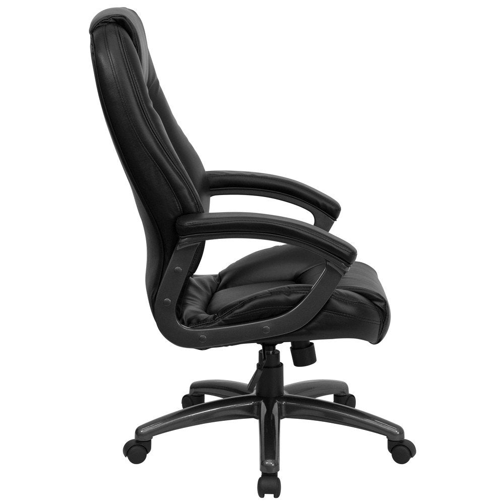 Flash Furniture Jules High Back Black Leathersoft Executive Swivel Ergonomic Office Chair With Deep Curved Lumbar And Arms