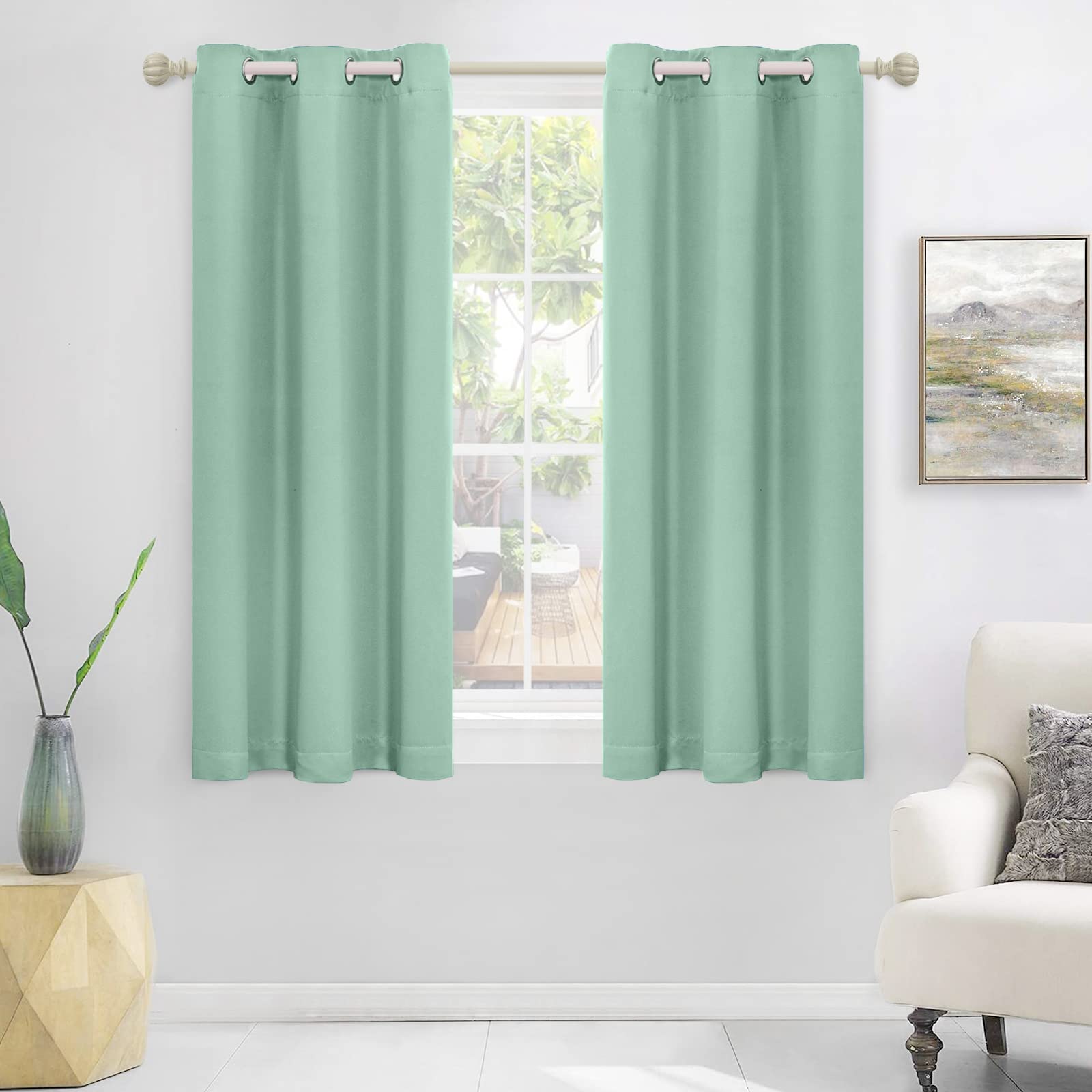 Mysky Home Blackout Curtain For Living Room, Grommet Room Darkening Curtain For Bedroom, Amazing Triple Weave Thermal Insulated Curtain, 1 Curtain Panel, 42 X 54 Inch, Aqua