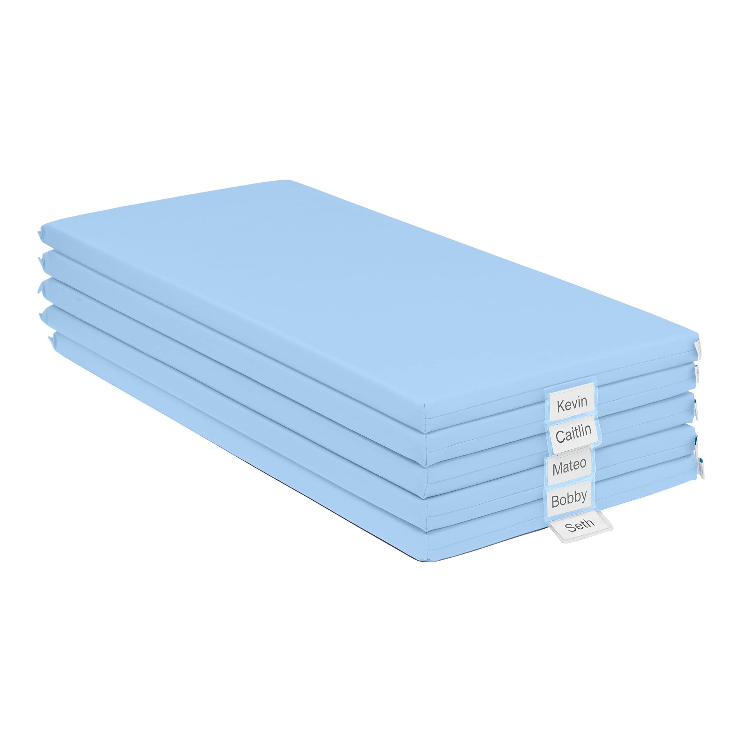 Ecr4Kids Softzone Rainbow Rest Mat, 2In, Sleeping Pad, Powder Blue, 5-Piece