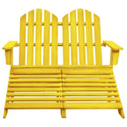 vidaXL Comfortable 2-Seater Patio Adirondack Chair with Detachable Ottomans in Solid Fir Wood - Yellow