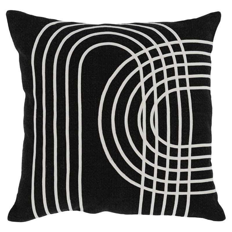 Kosas Home Claudie 22X22 Cotton And Linen Fabric Throw Pillow In Black