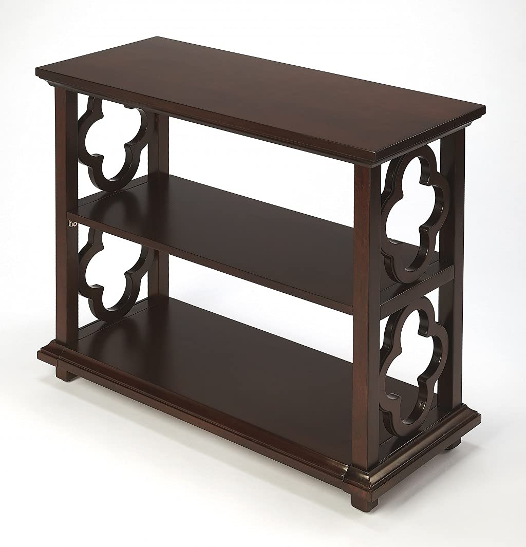 HomeRoots Dark Brown Rubberwood Solids, MDF Paloma Plantation Cherry Bookcase