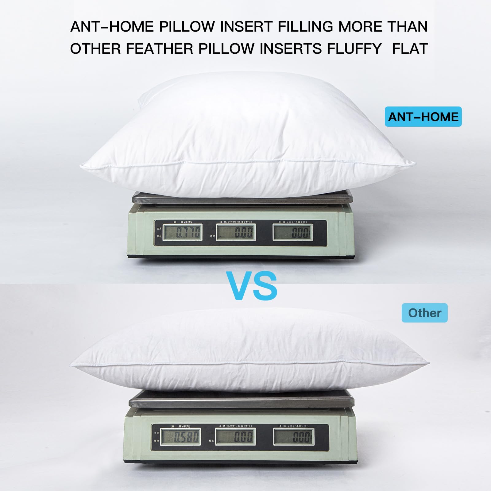Ant-Home 12''X20'' Pillow Inserts Soft Feather Pillow Set Of 2 Indoor Decorative Sofa Down Pillows Bed Pillows Couch Pillow