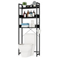 Otk Over-The-Toilet Storage, 3 Tier Bathroom Organizer Shelf, Freestanding Space Saver With Toilet Paper Holder, Multifunctional Over The Toilet Rack, Black