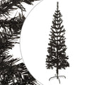 vidaXL Slim Artificial Christmas Tree with Steel Stand, 5ft Realistic Black PVC, Full-Bodied Holiday Decor for Indoor & Outdoor,